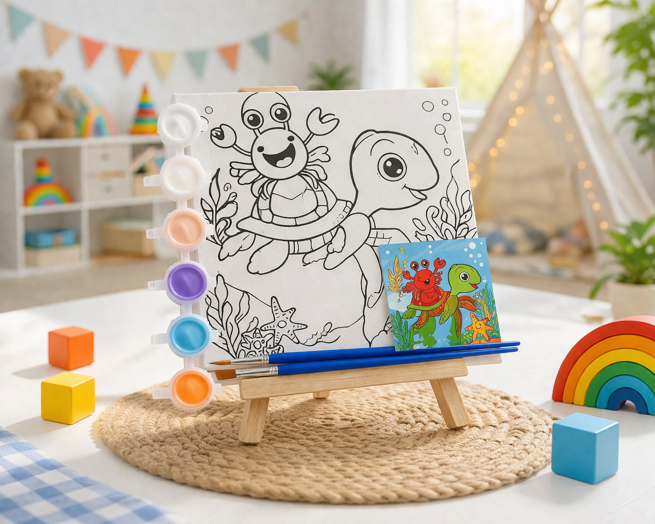 Kids Paint Your Own Canvas Kit – Turtle & Crab Ocean Adventure