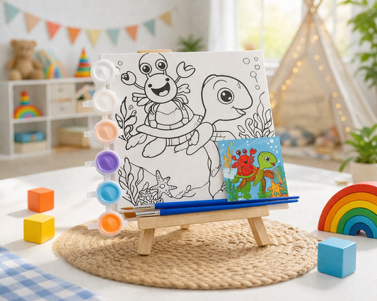Kids Paint Your Own Canvas Kit – Turtle & Crab Ocean Adventure