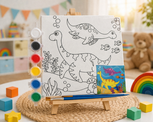 Kids Paint Your Own Canvas Kit – Under the Sea Dinosaur Adventure